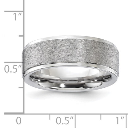 Vitalium Grain Finish Mittig 8mm Ridged Kante Flach Ring