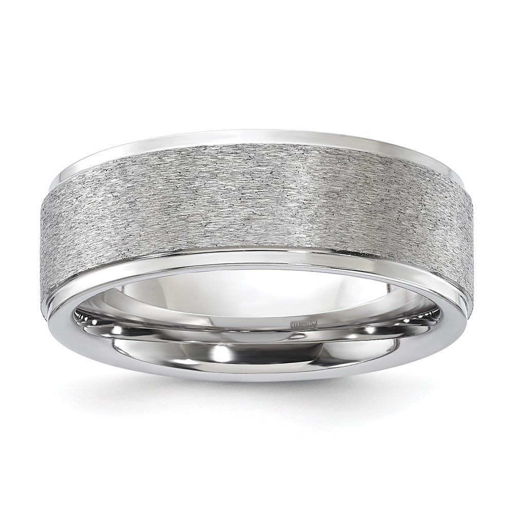 Vitalium Grain Finish Mittig 8mm Ridged Kante Flach Ring