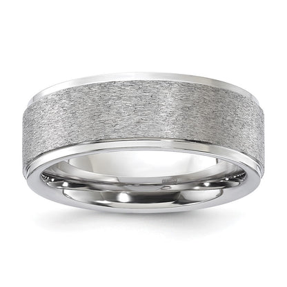 Vitalium Grain Finish Mittig 8mm Ridged Kante Flach Ring