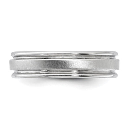 Vitalium Satiniert Finish Mittig Abgerundet Kante 6mm Ring (size 10 Nur)