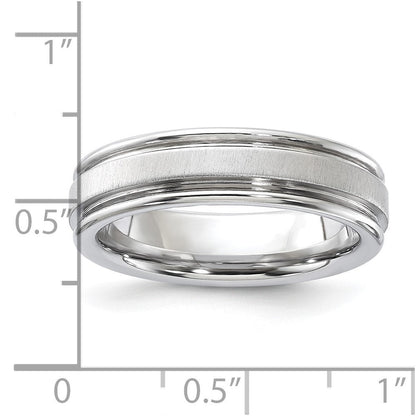 Vitalium Satiniert Finish Mittig Abgerundet Kante 6mm Ring (size 10 Nur)