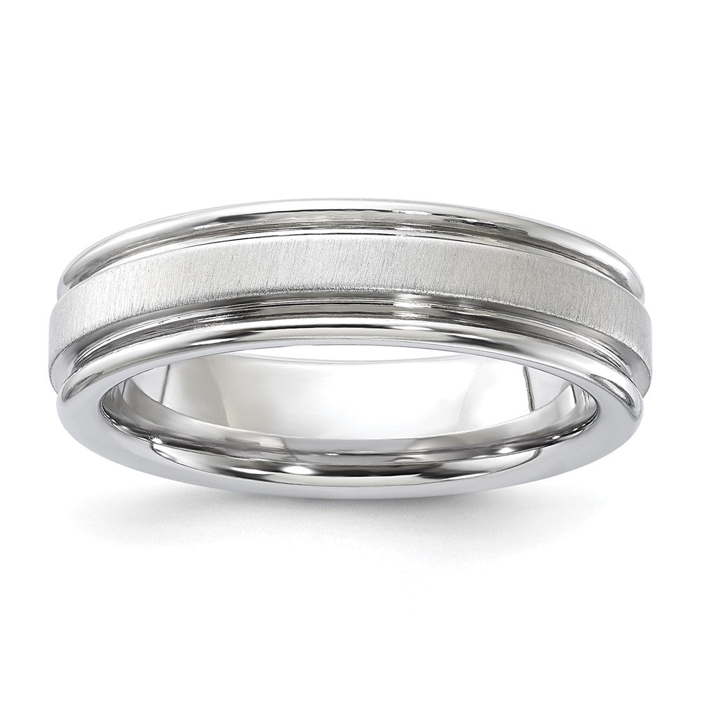 Vitalium Satiniert Finish Mittig Abgerundet Kante 6mm Ring (size 10 Nur)