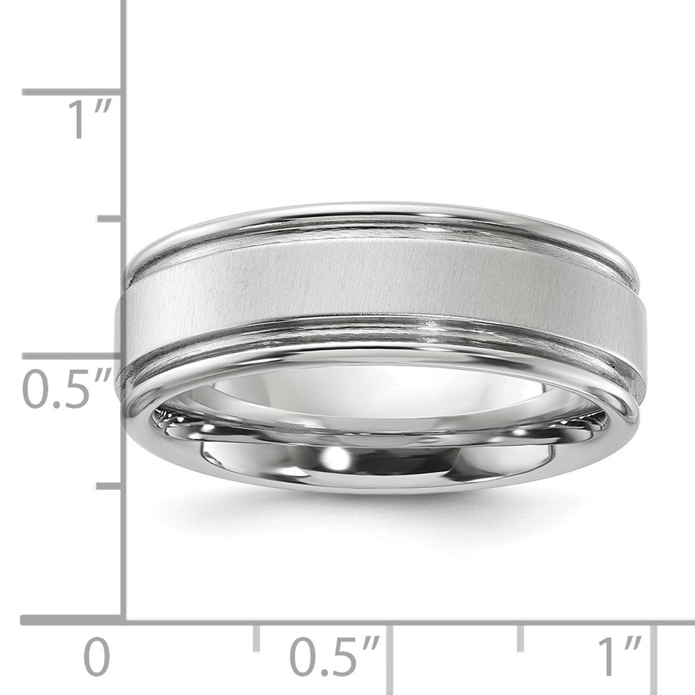 Vitalium Kreuz Satiniert Finish Mittig Abgerundet Kante 8mm Ring