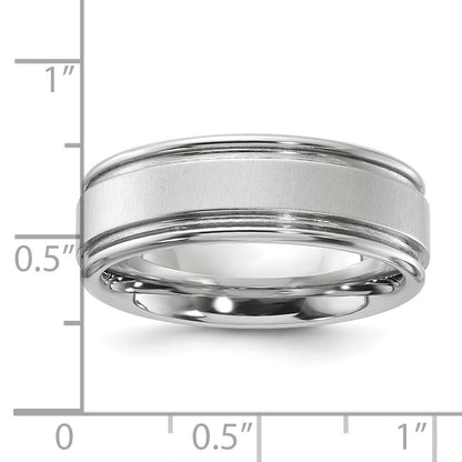 Vitalium Kreuz Satiniert Finish Mittig Abgerundet Kante 8mm Ring