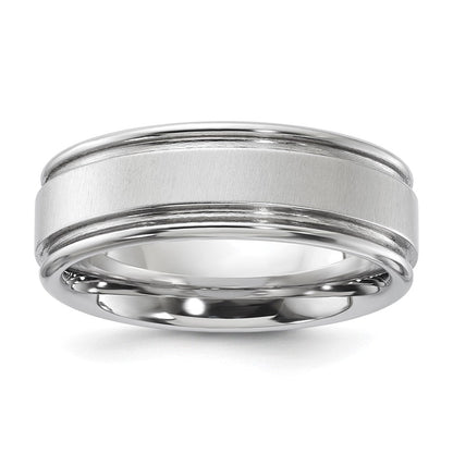 Vitalium Kreuz Satiniert Finish Mittig Abgerundet Kante 8mm Ring