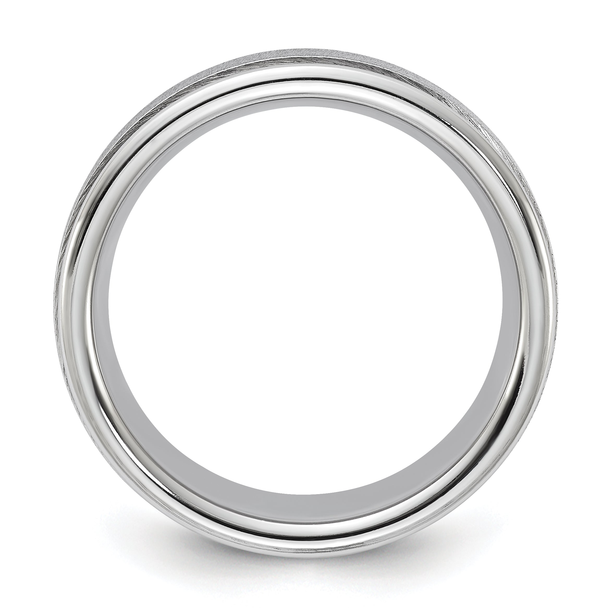 Vitalium Kreuz Grain Finish Mittig Abgerundet Kante 8mm Flach Ring (size 10 Nur)
