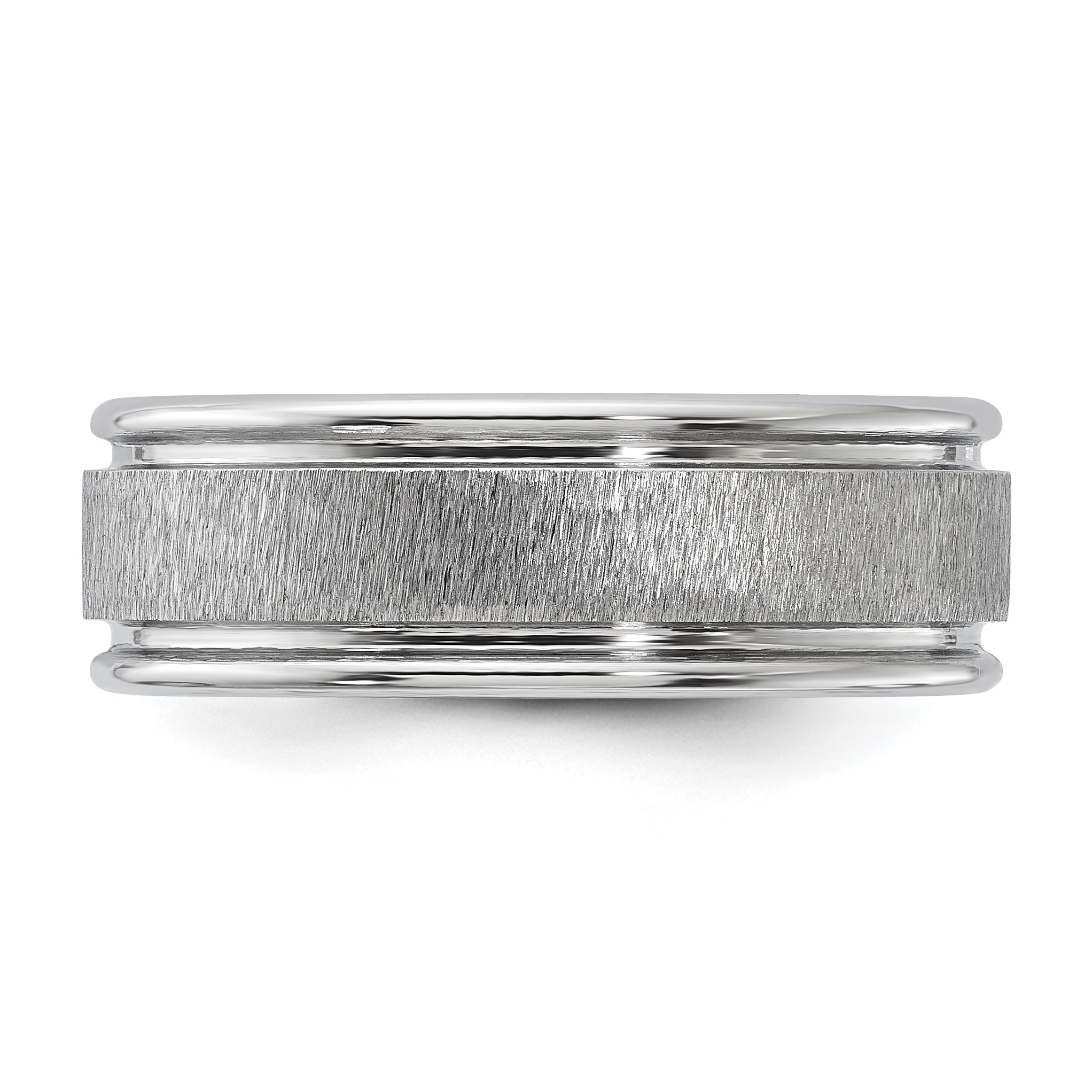 Vitalium Kreuz Grain Finish Mittig Abgerundet Kante 8mm Flach Ring (size 10 Nur)