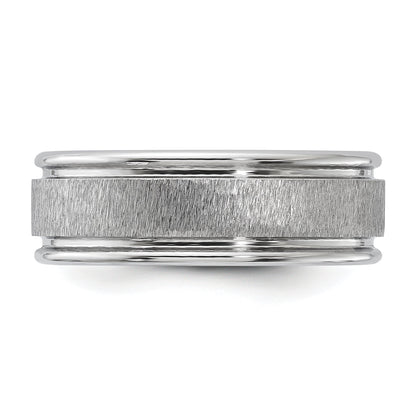 Vitalium Kreuz Grain Finish Mittig Abgerundet Kante 8mm Flach Ring (size 10 Nur)