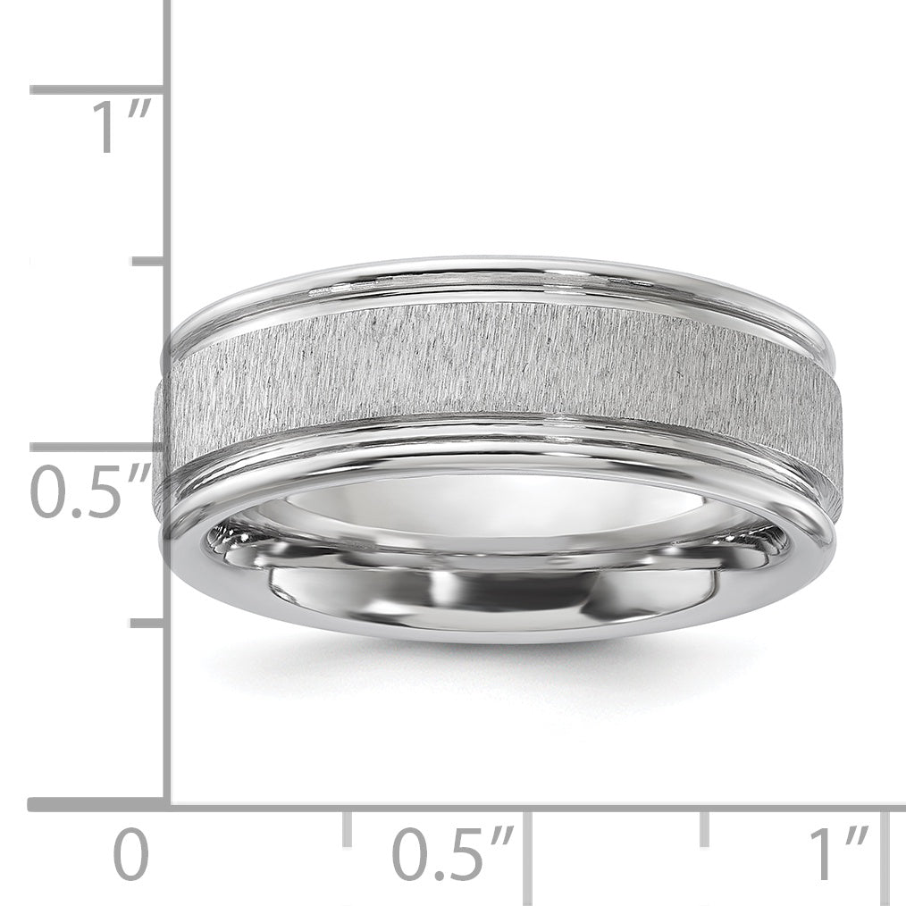 Vitalium Kreuz Grain Finish Mittig Abgerundet Kante 8mm Flach Ring (size 10 Nur)