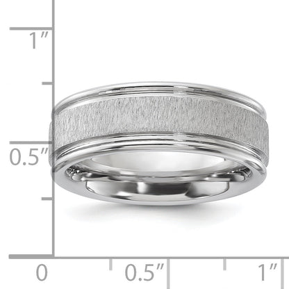 Vitalium Kreuz Grain Finish Mittig Abgerundet Kante 8mm Flach Ring (size 10 Nur)