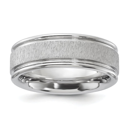 Vitalium Kreuz Grain Finish Mittig Abgerundet Kante 8mm Flach Ring (size 10 Nur)