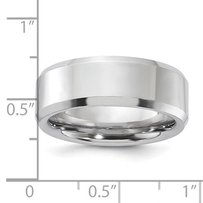 Vitalium Poliert 8mm Abgeschrägt Kante Ring (size 9.5 Nur)