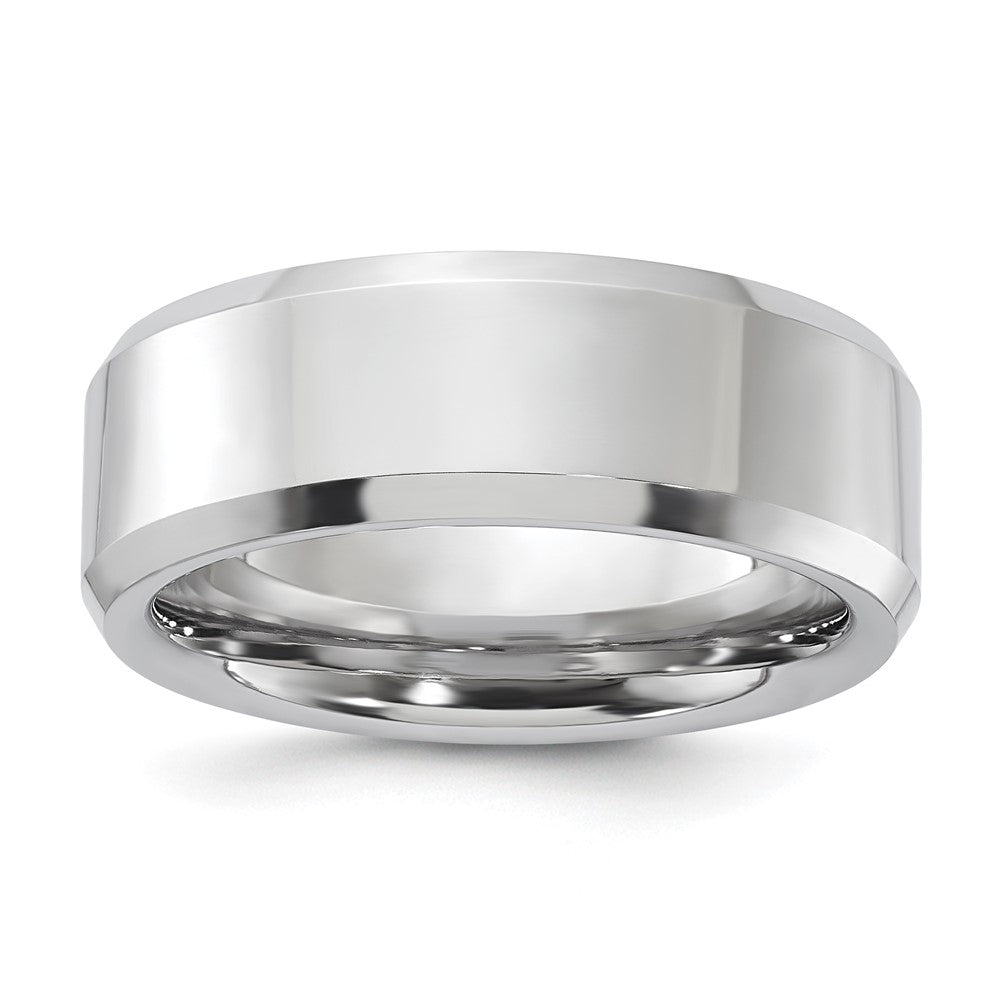 Vitalium Poliert 8mm Abgeschrägt Kante Ring (size 9.5 Nur)