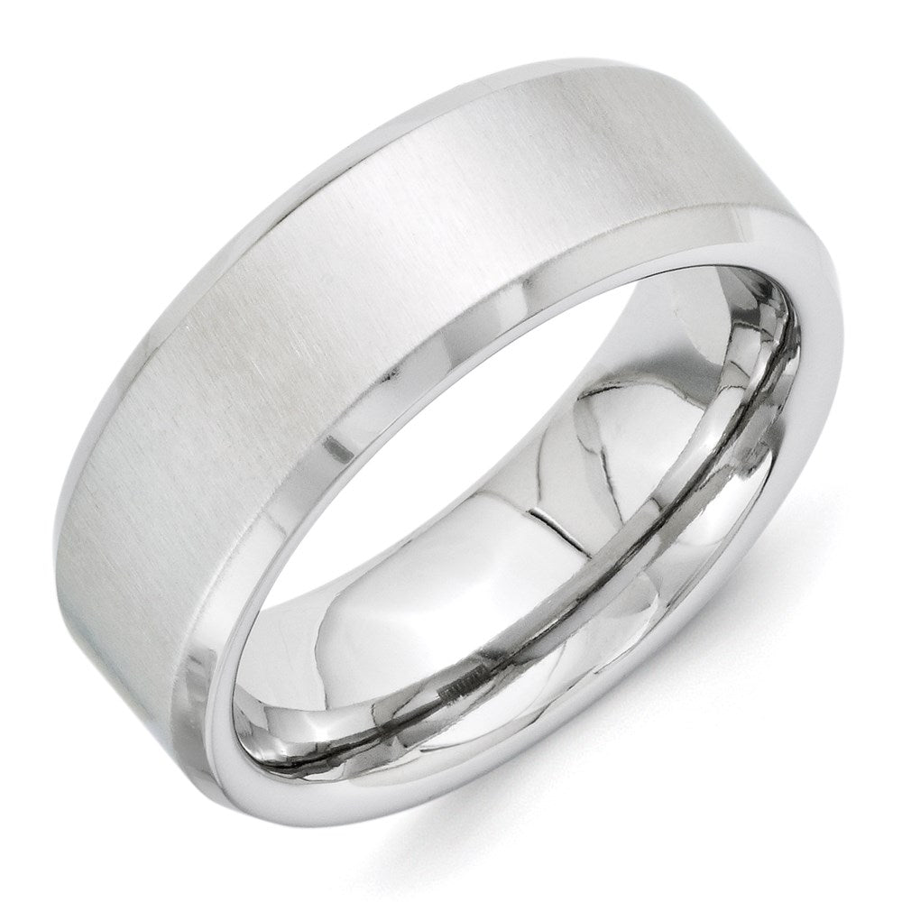 Vitalium Kreuz Satiniert Mittig 8mm Abgeschrägt Kante Ring (size 10 Nur)