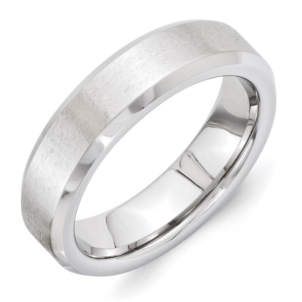 Vitalium Grain Mittig Finish 6mm Abgeschrägt Kante Ring (size 9.5 Nur)