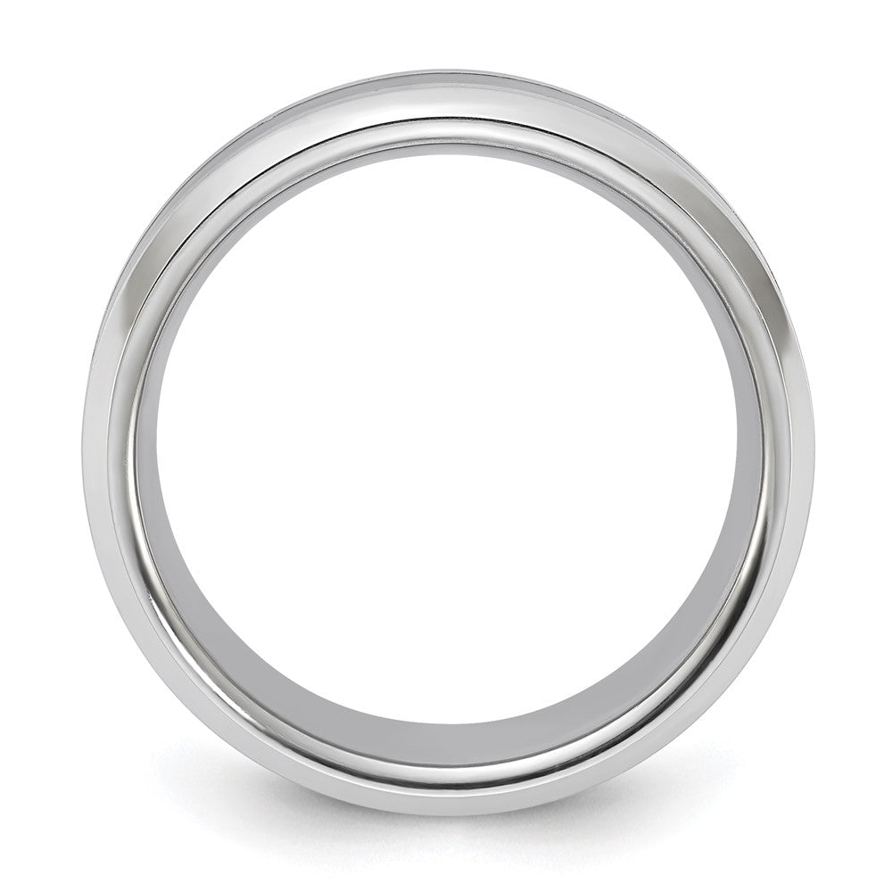 Vitalium Schwarz Poliert Karbon Faser Einlage Abgeschrägt Kante 8mm Ring (size 10 Nur)