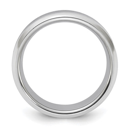 Vitalium Schwarz Poliert Karbon Faser Einlage Abgeschrägt Kante 8mm Ring (size 10 Nur)