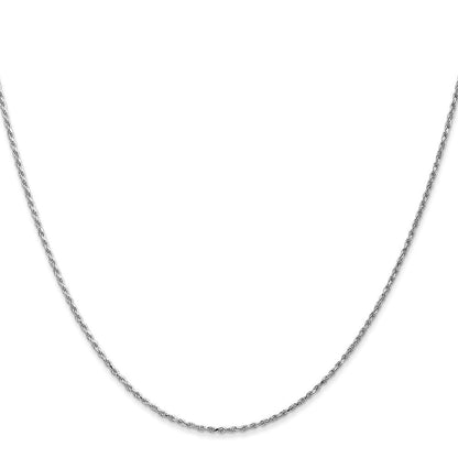 14K Weißgold 1.15mm Diamantiert Machine Made Kordel mit Karabinerverschluss Kette Kinder Halskette