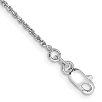 14K Weißgold 1.15mm Diamantiert Machine Made Kordel mit Karabinerverschluss Gliederarmband