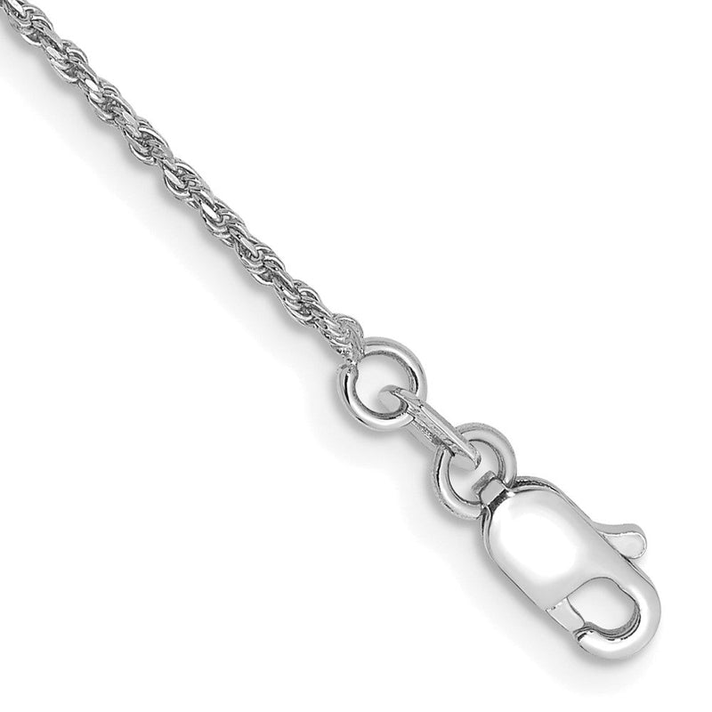 14K Weißgold 1.15mm Diamantiert Machine Made Kordel mit Karabinerverschluss Gliederarmband