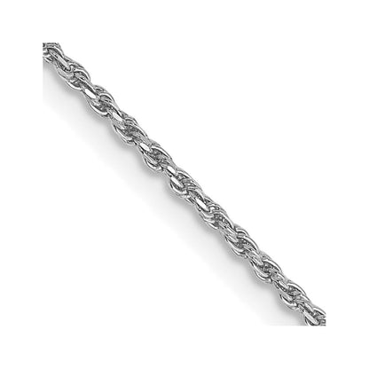 14K Weißgold 1.15mm Diamantiert Machine Made Kordel mit Karabinerverschluss Kette Kinder Halskette