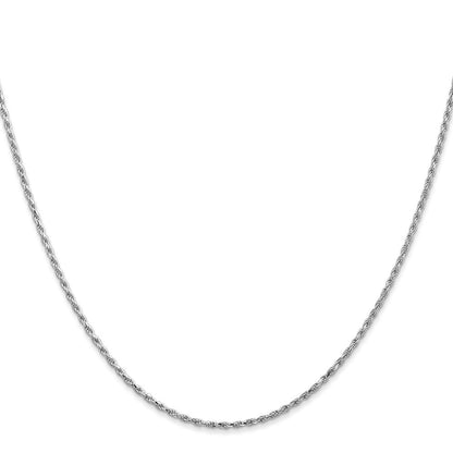 14K Weißgold 1.3mm Diamantiert Machine Made Kordel mit Karabinerverschluss Halskette