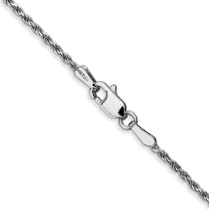 14K Weißgold 1.3mm Diamantiert Machine Made Kordel mit Karabinerverschluss Halskette