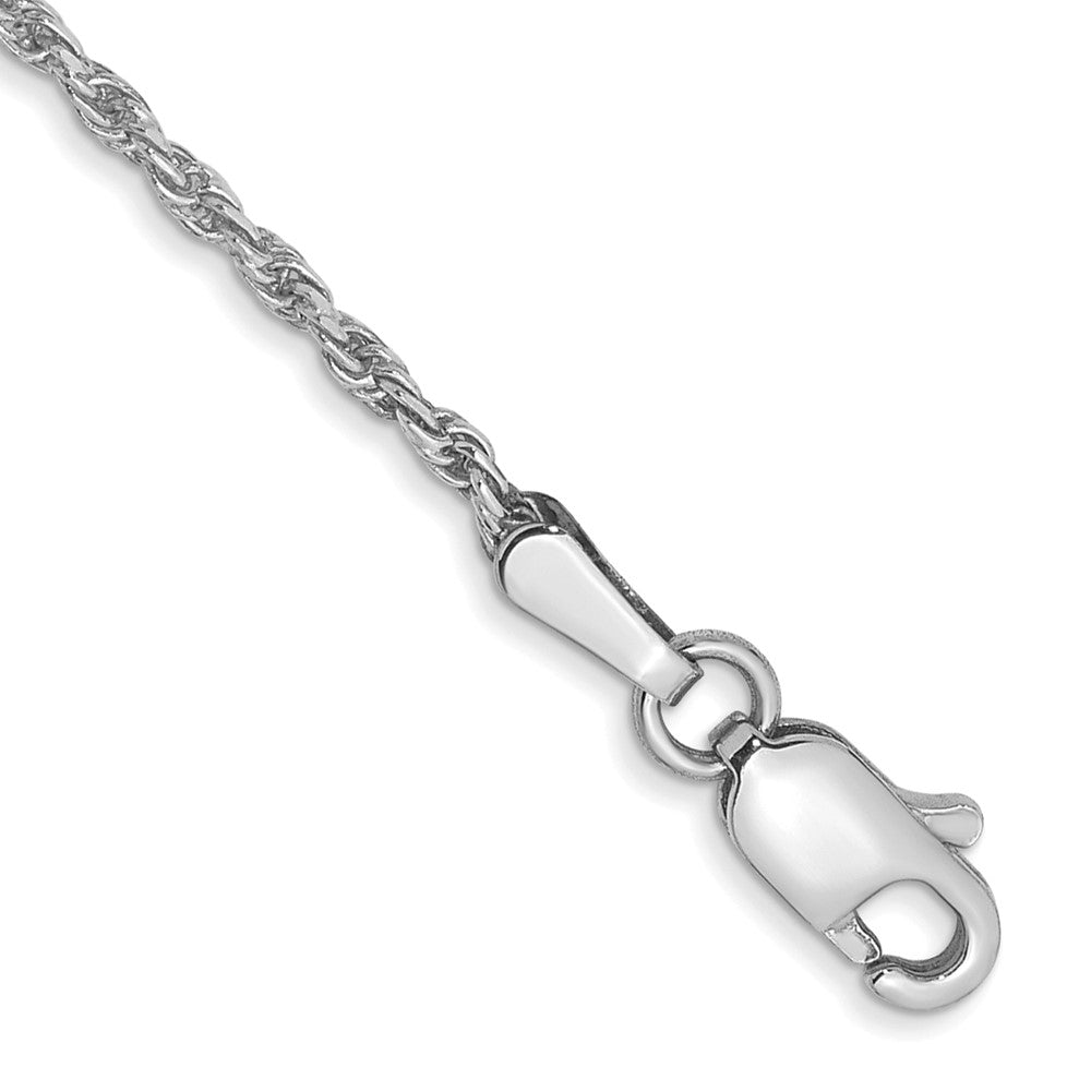 14K Weißgold 1.3mm Diamantiert Machine Made Kordel mit Karabinerverschluss Gliederarmband