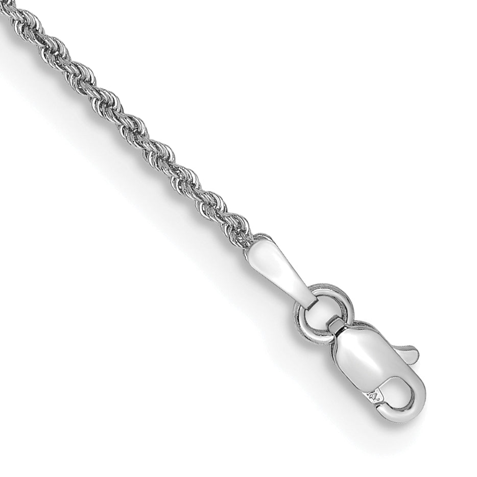 14K Weißgold 1.5mm Normal Kordel mit Karabinerverschluss Gliederarmband