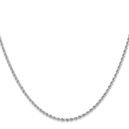 14K Weißgold 2mm Normal Kordel mit Karabinerverschluss Halskette