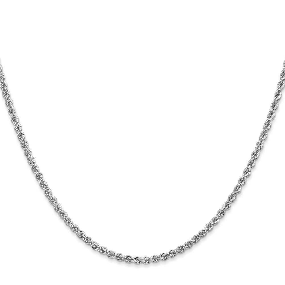 14K Weißgold 2.25mm Normal Kordel mit Karabinerverschluss Halskette