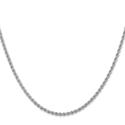 14K Weißgold 2.25mm Normal Kordel mit Karabinerverschluss Halskette