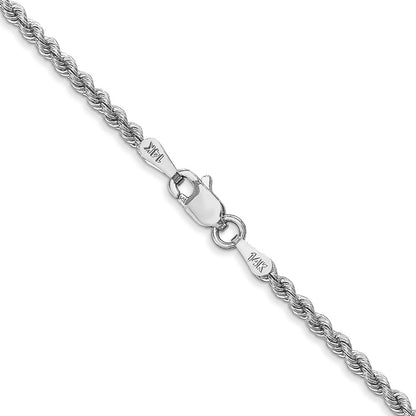 14K Weißgold 2.25mm Normal Kordel mit Karabinerverschluss Halskette