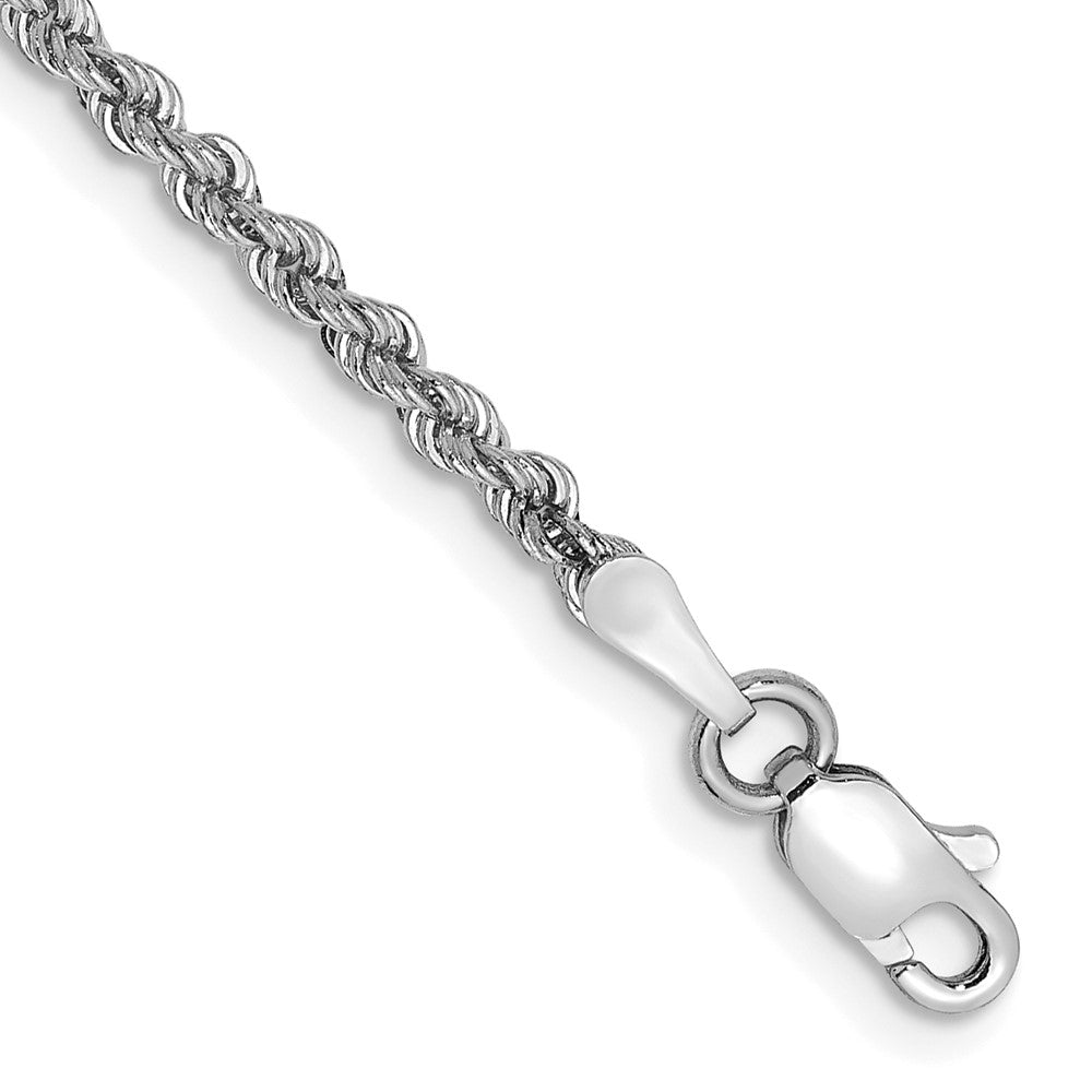 14K Weißgold 2.25mm Normal Kordel mit Karabinerverschluss Gliederarmband