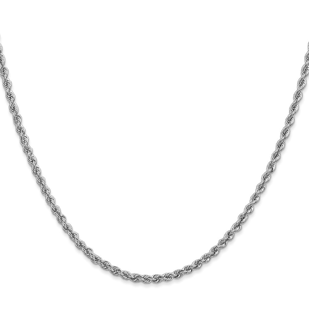 14K Weißgold 2.5mm Normal Kordel mit Karabinerverschluss Halskette