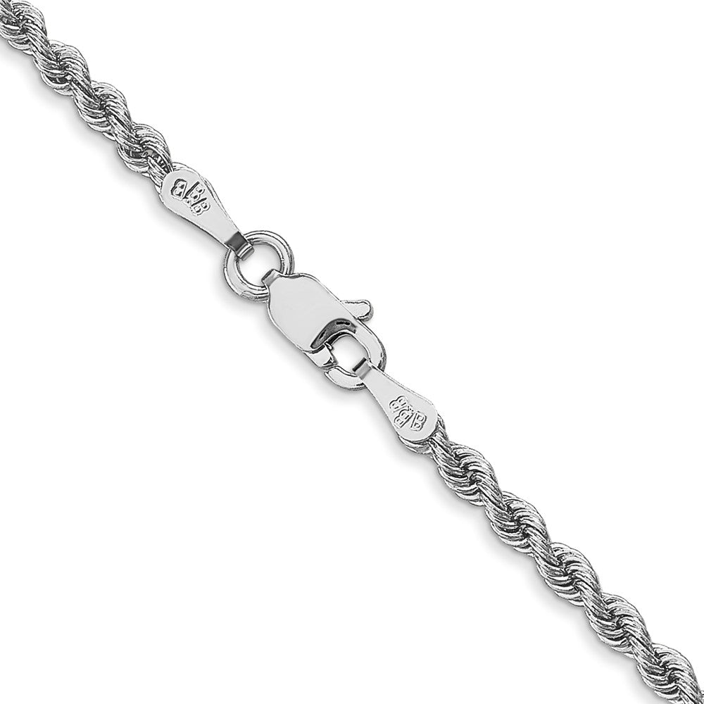 14K Weißgold 2.5mm Normal Kordel mit Karabinerverschluss Halskette