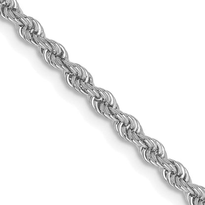 14K Weißgold 2.5mm Normal Kordel mit Karabinerverschluss Halskette