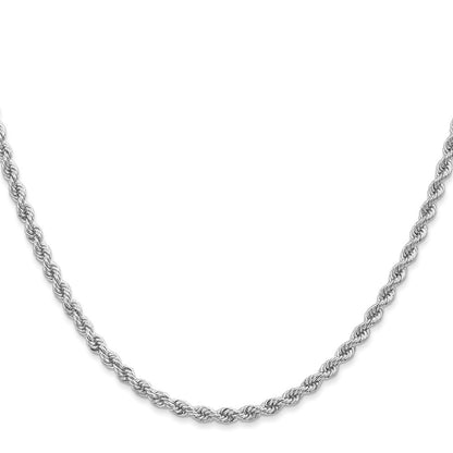 14K Weißgold 2.75mm Normal Kordel mit Karabinerverschluss Halskette