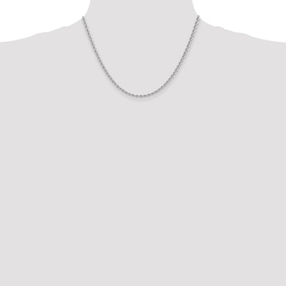 14K Weißgold 2.75mm Normal Kordel mit Karabinerverschluss Halskette
