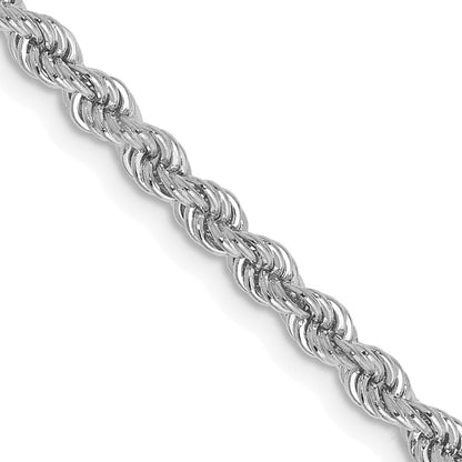 14K Weißgold 2.75mm Normal Kordel mit Karabinerverschluss Halskette