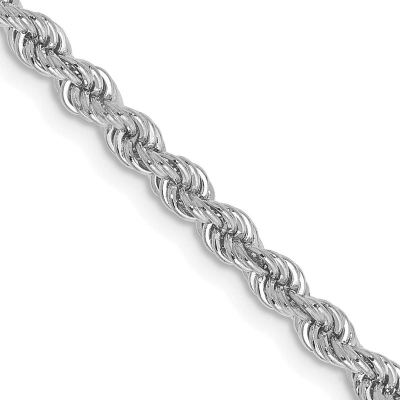 14K Weißgold 2.75mm Normal Kordel mit Karabinerverschluss Halskette
