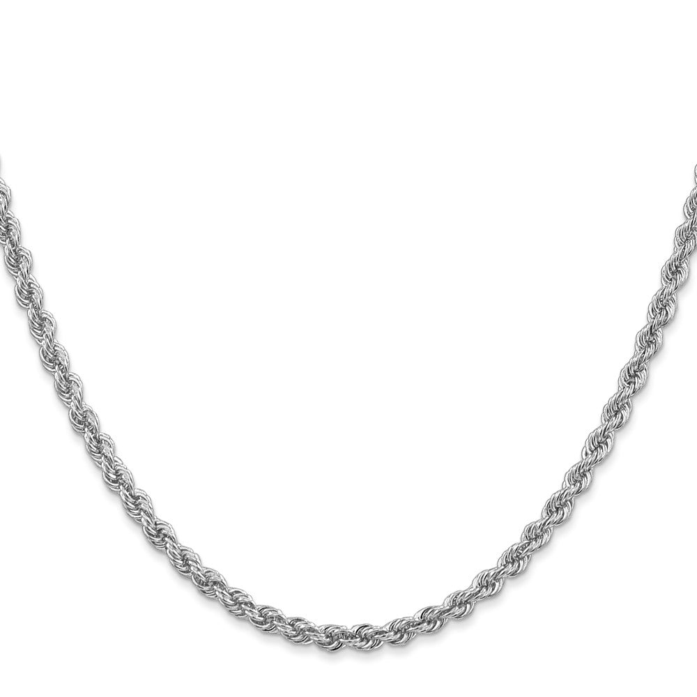 14K Weißgold 3mm Normal Kordel mit Karabinerverschluss Halskette