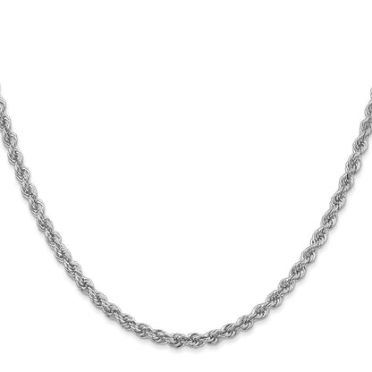 14K Weißgold 3mm Normal Kordel mit Karabinerverschluss Halskette