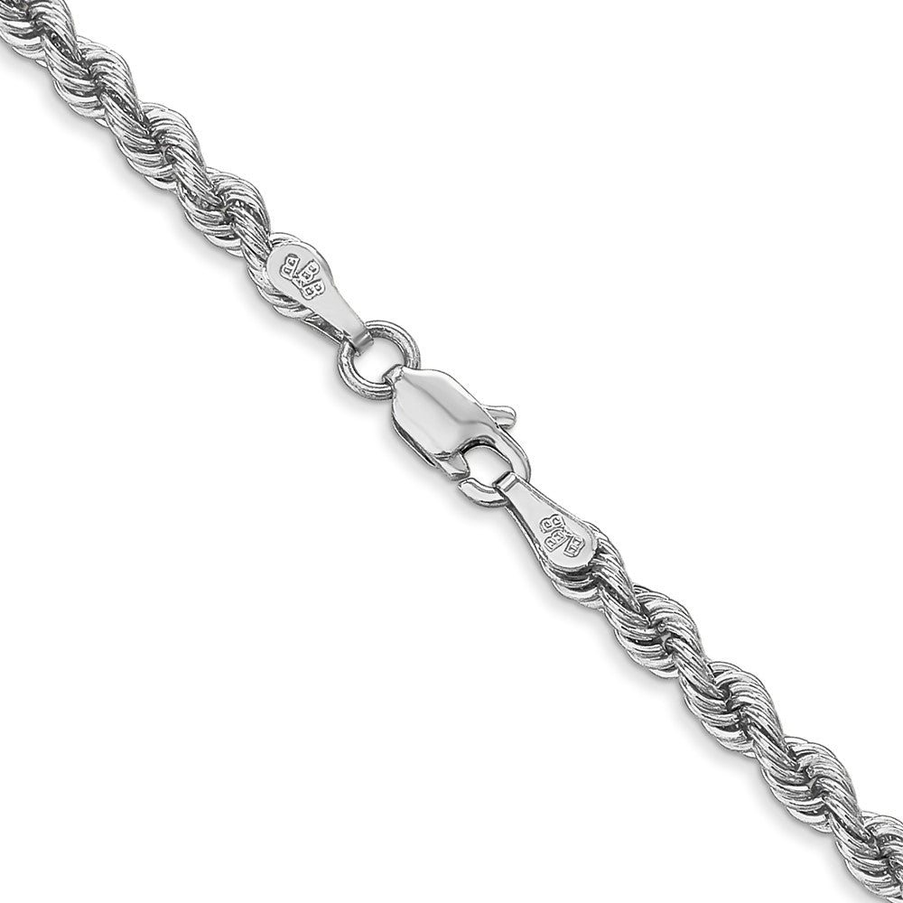 14K Weißgold 3mm Normal Kordel mit Karabinerverschluss Halskette