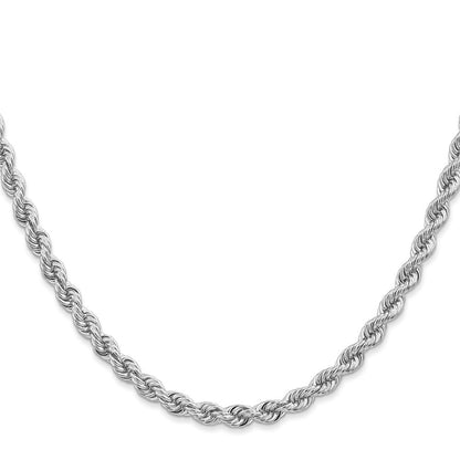 14K Weißgold 4mm Normal Kordel mit Karabinerverschluss Halskette