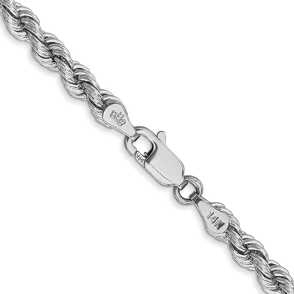 14K Weißgold 4mm Normal Kordel mit Karabinerverschluss Halskette