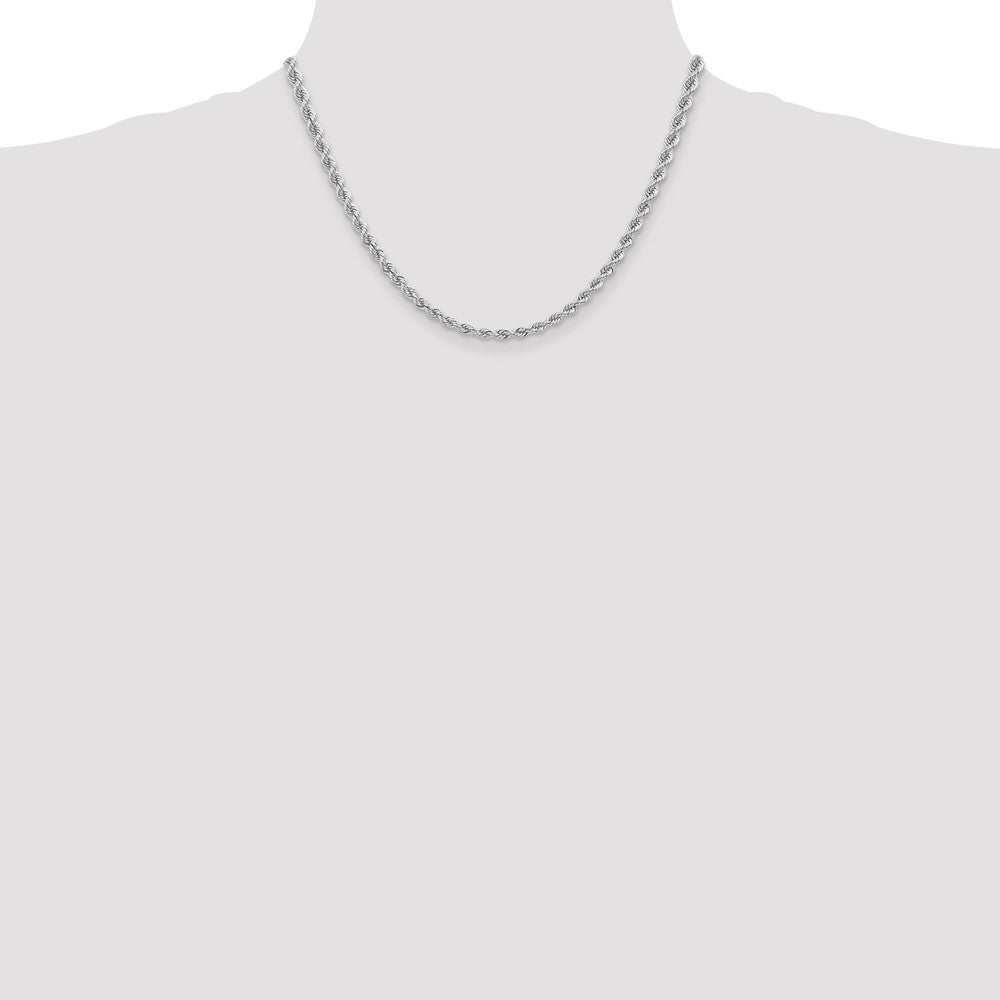 14K Weißgold 4mm Normal Kordel mit Karabinerverschluss Halskette