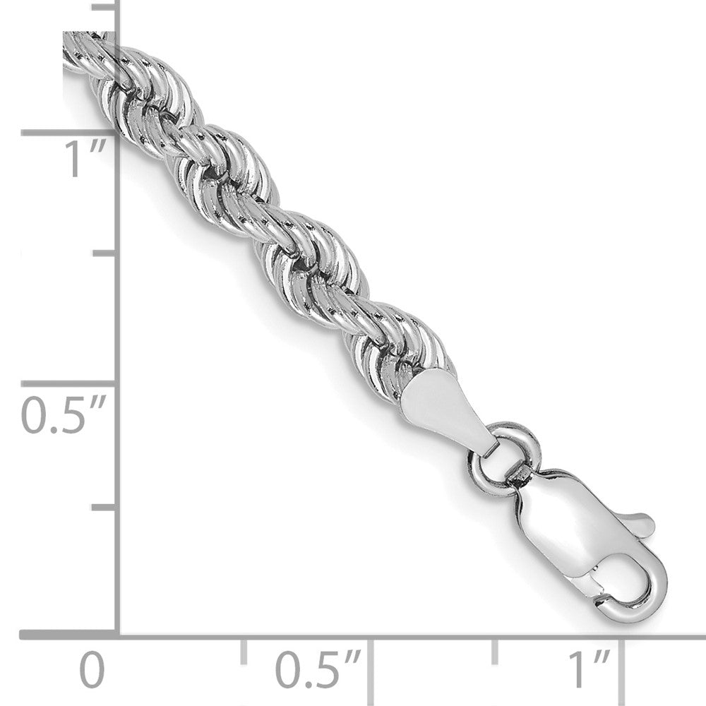 14K Weißgold 4mm Normal Kordel mit Karabinerverschluss Gliederarmband