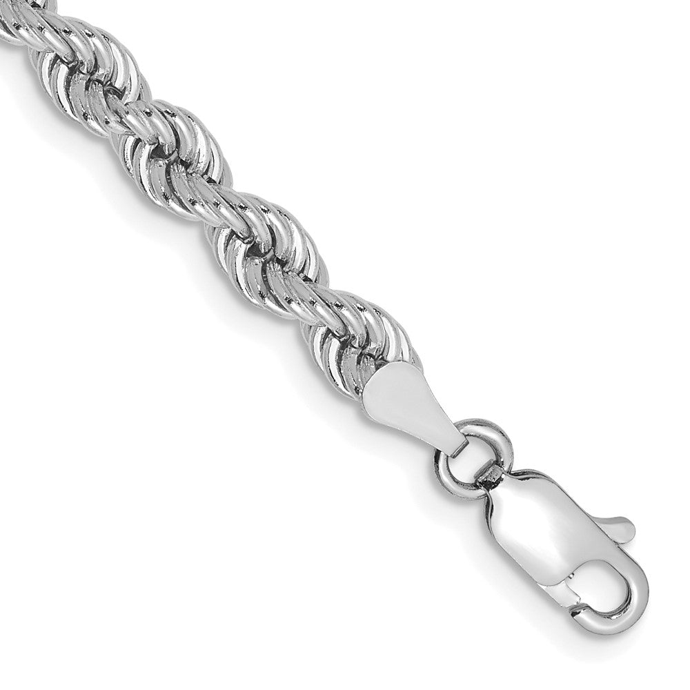 14K Weißgold 4mm Normal Kordel mit Karabinerverschluss Gliederarmband