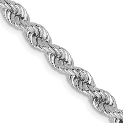 14K Weißgold 4mm Normal Kordel mit Karabinerverschluss Halskette